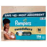 Pampers Swaddlers Diapers, Size N, 174 Ct