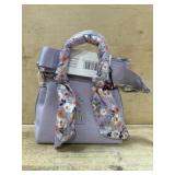 Lavender Tote Bag With Floral Scarf Accent