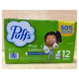 Puffs Plus Lotion Facial Tissues, 12 Boxes