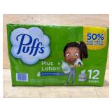 Puffs Plus Lotion Facial Tissues, 12 Boxes