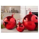 3 Red Jingle Bell Decor Ornaments