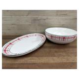 2-Piece Plaid Holiday Stoneware Dinnerware Set