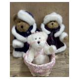 3- Boyds Bears 2 In velvet coats and one in