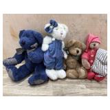 4- blue, brown and white Boyds Bears and cat  10