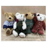 4- 8 inch Boyds Bears all dressed in red and
