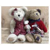 2- 14 inch Boyds Bears girls in red dresses