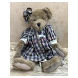 16 inch Jointed Boyds Bear in Blue plaid dress