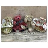 4-Boyds Bears 2 Angels and red and tan bear