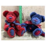2- Boyds Bears Red and Blue sparkle fabric