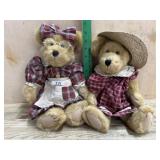 2- 14 inch Boyds Bears Girl bears in red check