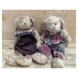 2- 13 inch Boyds Bears in Brown and Plaid