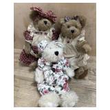 3- 12 inch Boyds Bears in dresses and jumper
