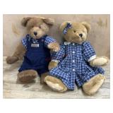17 inch Mr. and Mrs. Boyds Bears in blue clothing