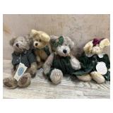 4- Boyds 8 inch Bears dressed in green