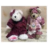 2- 14 inch Girl Boyds bears in red dresses