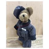 17 inch Boyds Bear with stand in Plaid blue dress