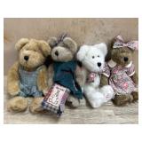 4- 10 inch Boyds Bears Girls in green and floral