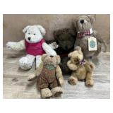 5 Boyds Bears  3 are 12  inch bears and 2 are 6