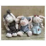 3- Boyds Bears pig dressed in dresses