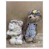 2- 13 inch Boyds Bears girl bears in plaid