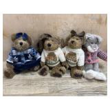 4-  10 inch Boyds Cat, and bears dressed in