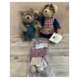 3- Boyds Bears 10 inch Bears in country dresses