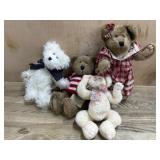 4- Boyds Bears  10 inch in Red and white clothes
