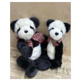 14 and 12 inch Boyds Bears Panda bears