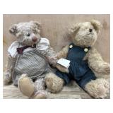 2- 14 inch  Boyds bears Boy in blue and girl in