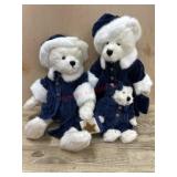 Family of Boyds Bears all dressed in blue velvet