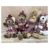 4- Boyds Bears and rabbit 11 inch all dressed in