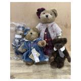 4- Boyds Bears various sizes  One in red dress