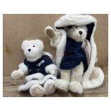 2- White 18 inch Boyds Bears Dressed in blue