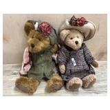 2- Girls Boyds Bears on in plaid coat 14 inch and