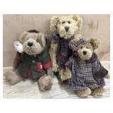 2- 12 inch and 1-10 inch Boyds Bears with coats