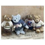 4- 8 inch Boyds Bears all dressed in sweaters
