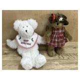 White Beary Christmas Boyds Bear and Girl Boyds