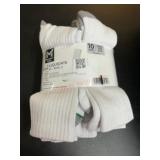 Pack of 10 White Crew Socks, Size 6-12