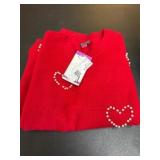 Women's 2XL Red Sweater With Pearl Accents