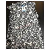 Black and White Floral Midi Dress, Large