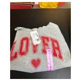 Gray Hoodie With Red 'Lover' Graphic