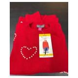 Red Sweater With Heart and Pearl Design
