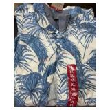 Men's Blue Palm Print Button-Up Shirt