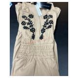 Womens X-Small Tan Dress With Floral Design