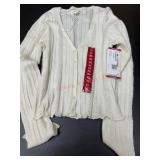 Women's XL White Button-Up Cardigan