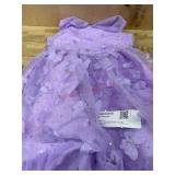Purple Tulle Dress with 3D Butterfly Accents