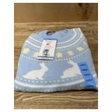 Light Blue Sweater with Rabbit Motif, Size Large