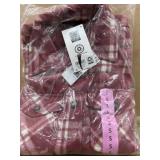 Red and White Plaid Button-Up Outerwear