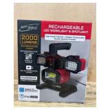 Rechargeable LED Worklight and Spotlight, 2000 Lum