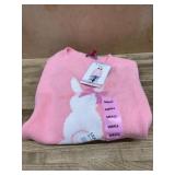 Pink Knit Sweater with Rabbit Design, Size Small